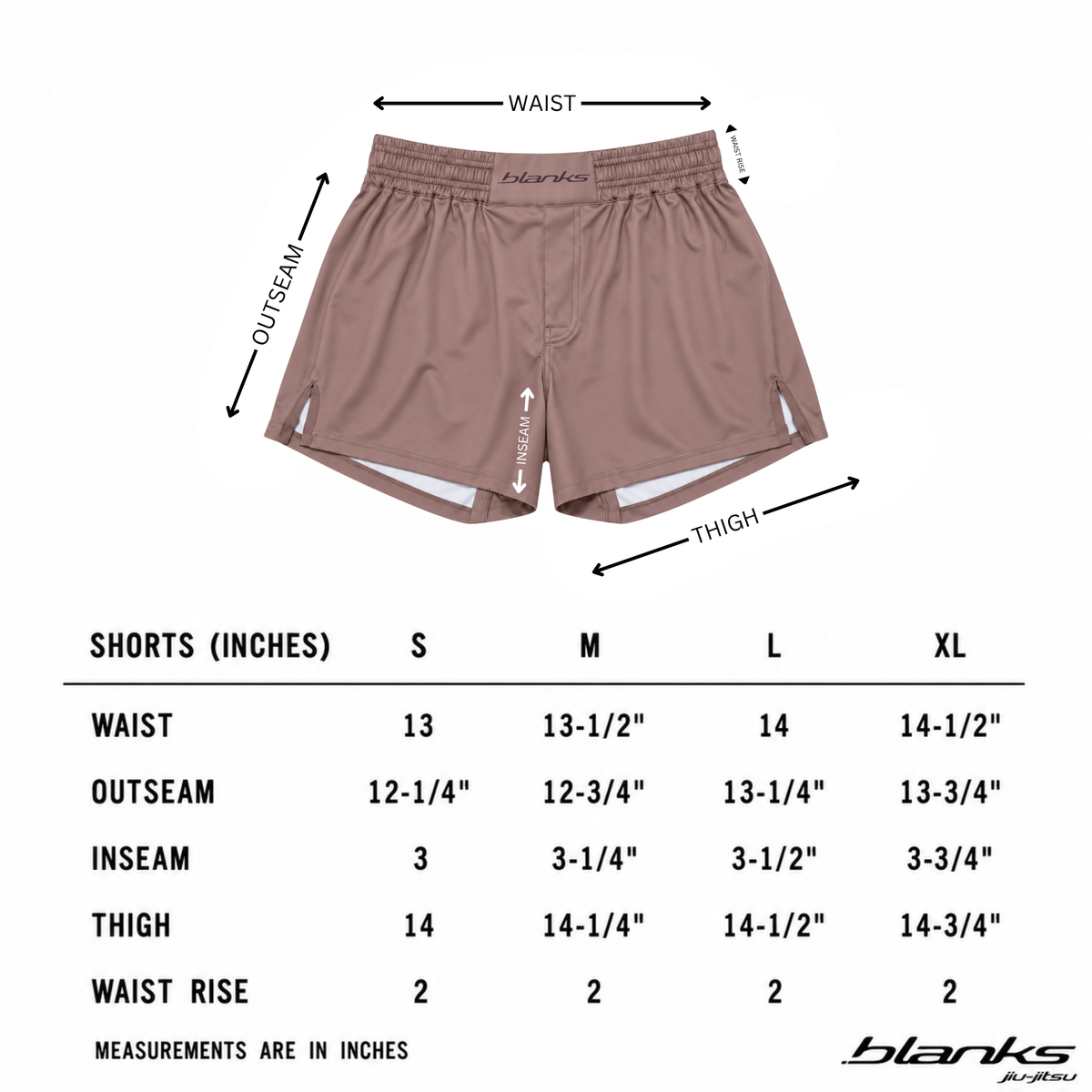 Shorts measurement guide for Brown BJJ Kit