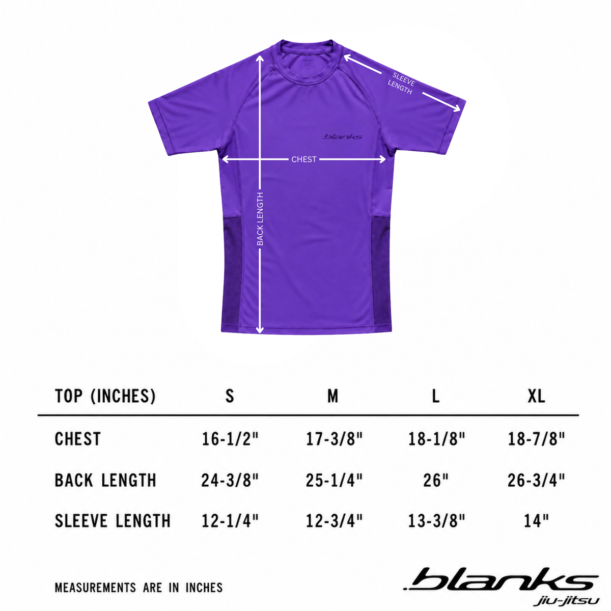 Rashguard measurement guide for Purple BJJ Kit